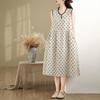 Sleeveless Plus Size Cotton Linen Vintage Dot New In Dresses for Women Casual Loose Long Summer Dress