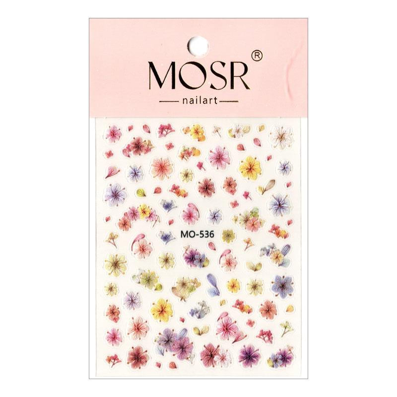 3D Embossed Floral Nail Stickers: Colorful Dried Five-Petal Flowers