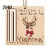 Elk Pattern Xmas Tree Pendants Rustic Santa Reindeer Money Holder Ornament, Wooden Cash Gift Card Holiday Holders Clip with Slot, Christmas