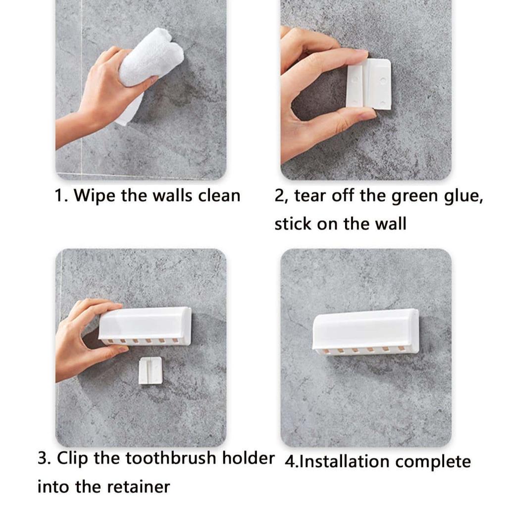 1PC - Wall mounted toothbrush holder storage rack, non perforated bathroom toothbrush storage rack