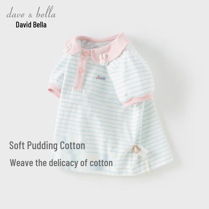 DaveBella Girls Striped Cotton Short-Sleeve Polo Shirt