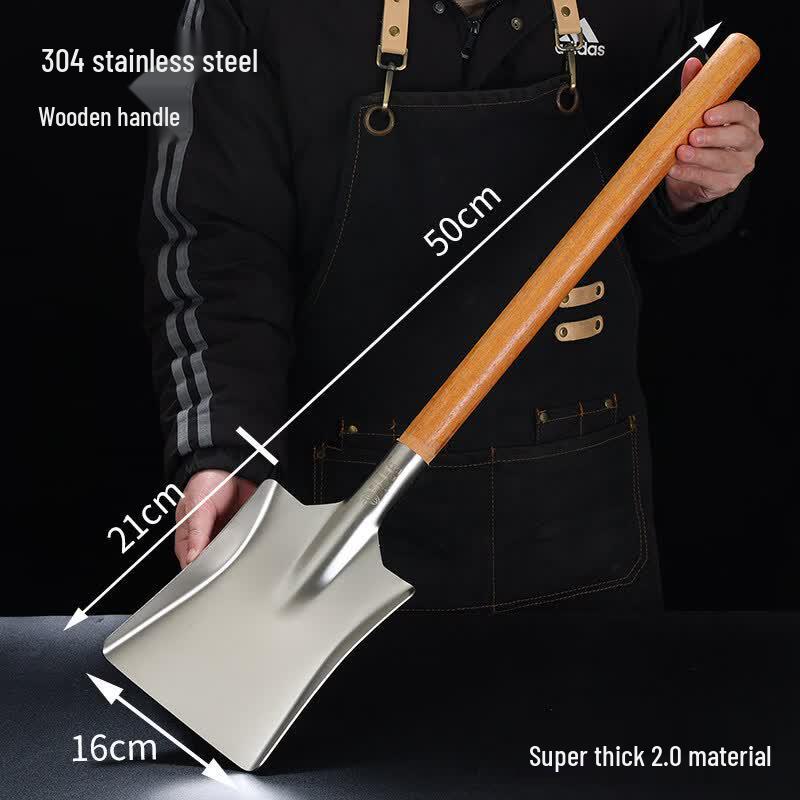 Chuan Ye Extra Large Stainless Steel Wok Spatula with Wooden Handle