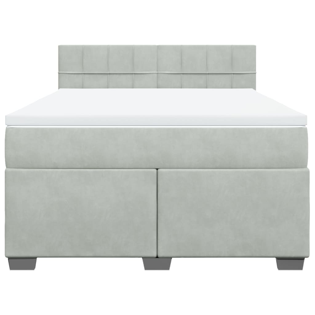 Box Spring Bed with Mattress Light Grey 160 x 200 cm Velvet