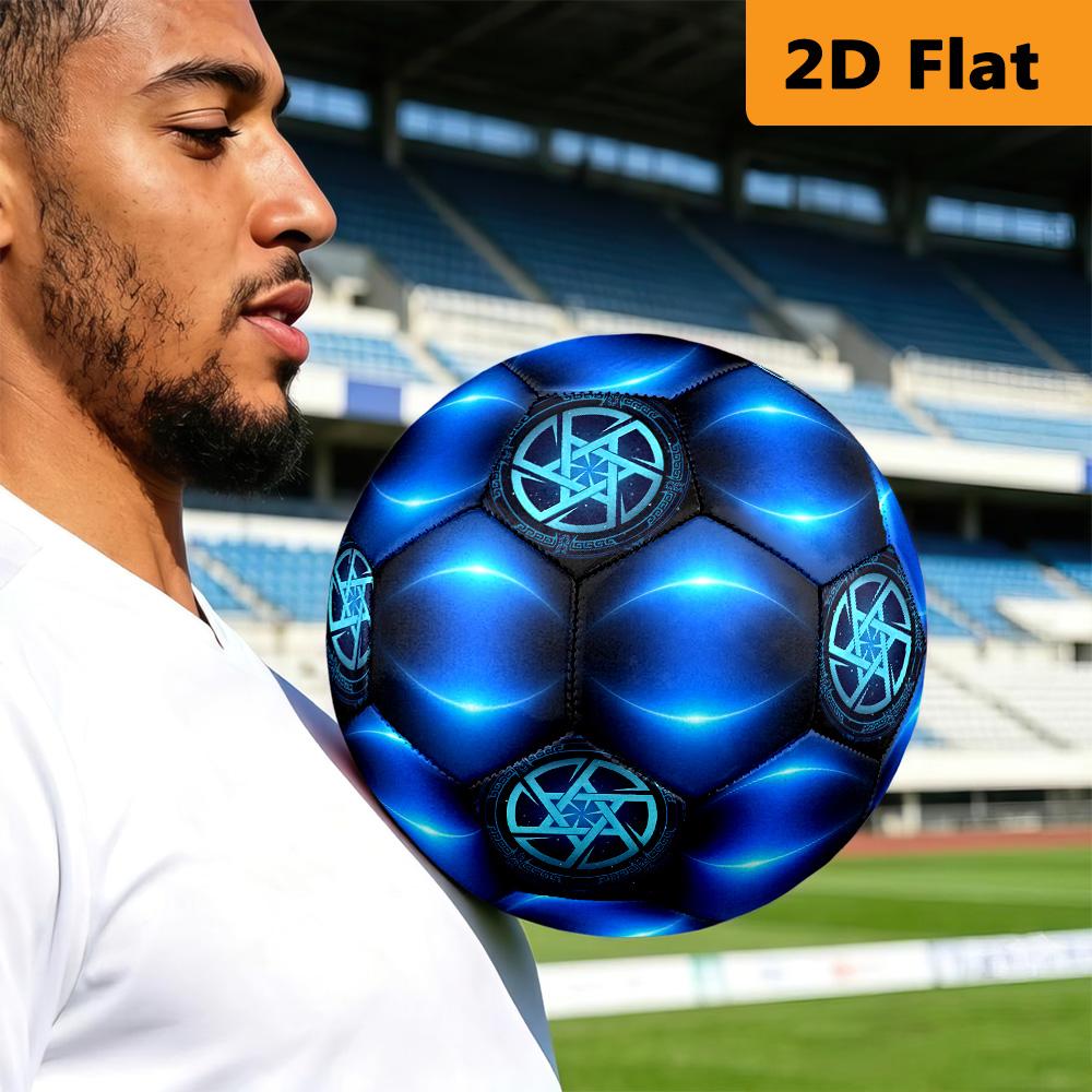 Neon Blue Arc Size Soccer Ball High Elasticity Match Universal Unique Gift Swirl Football Suitable For Both Training And Competition No 5 Football