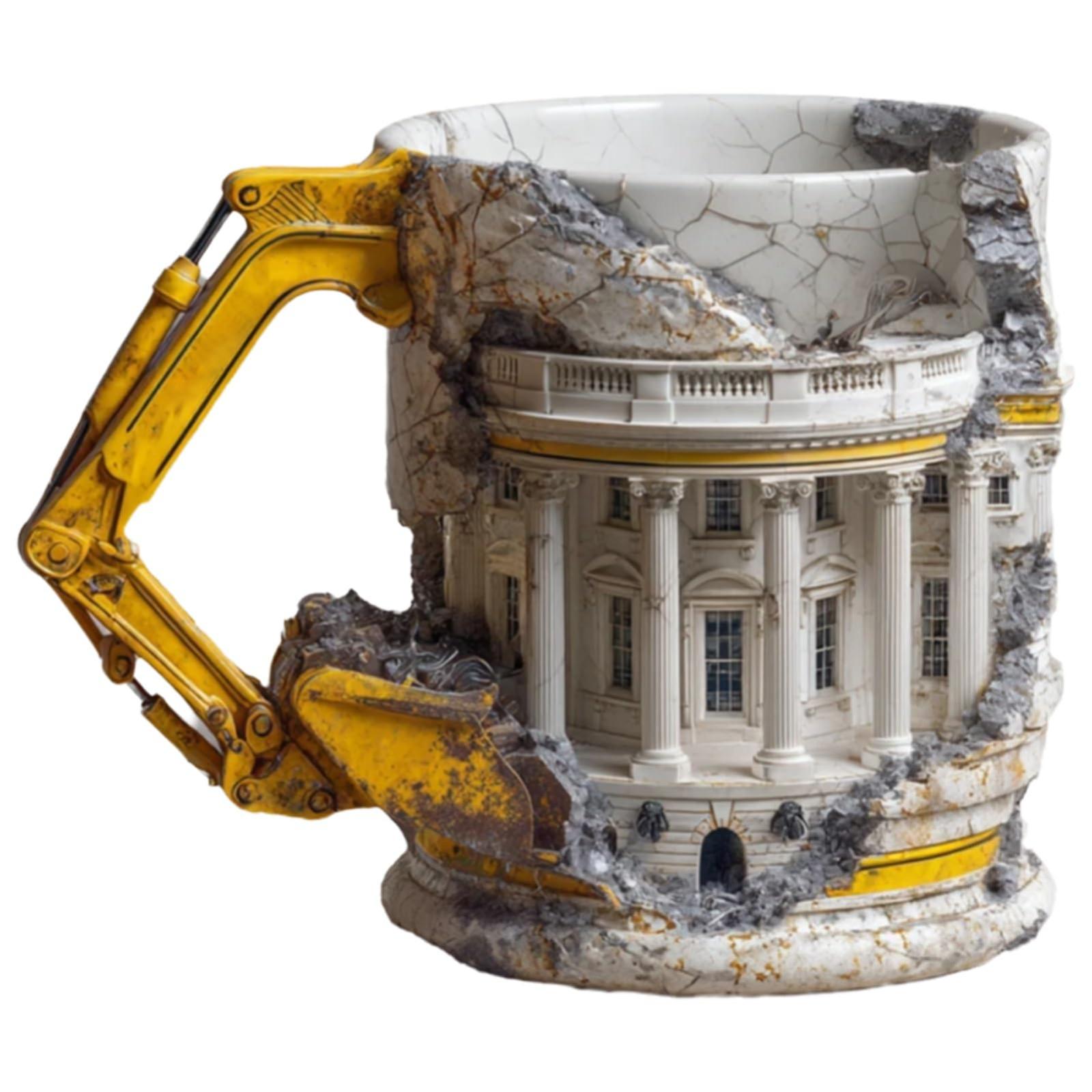 Someone Lied Demolition Mug, 3D Excavator Shape Ceramic Coffee Cup With Handle, Funny Construction Themed Novelty Gift For Home Daily Use