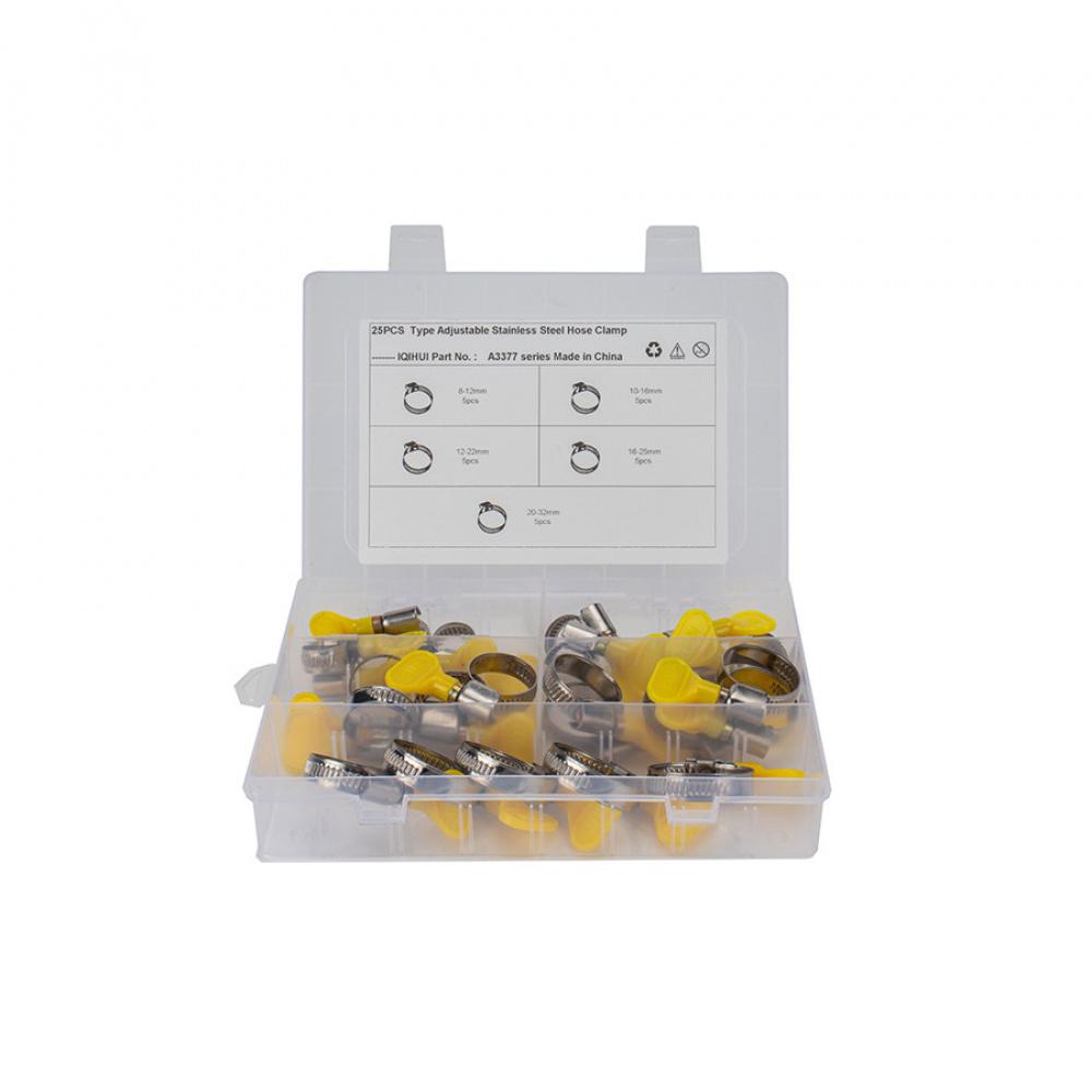 25Pcs 8MM-32MM Stainless Steel Hose Clamp Gas Fuel Water Pipe Clamps Fixed Clips