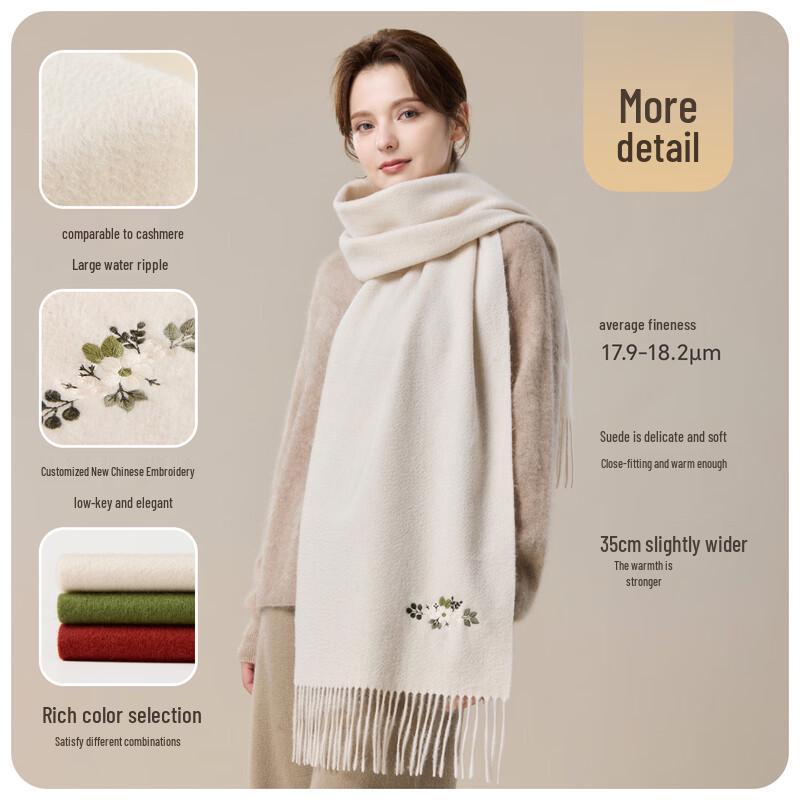 JIUMU Women's 100% Pure Wool Winter Scarf & Shawl