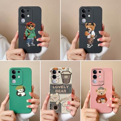 For Vivo T4x Y29 Y29S Y39 S19 Pro Y19S V30 V40e V50 Y04 iQOO Z9s V40 Lite(IDN) Populære telefondeksler med bamse, flytende silikon, støtsikkert skall for Vivo Capa