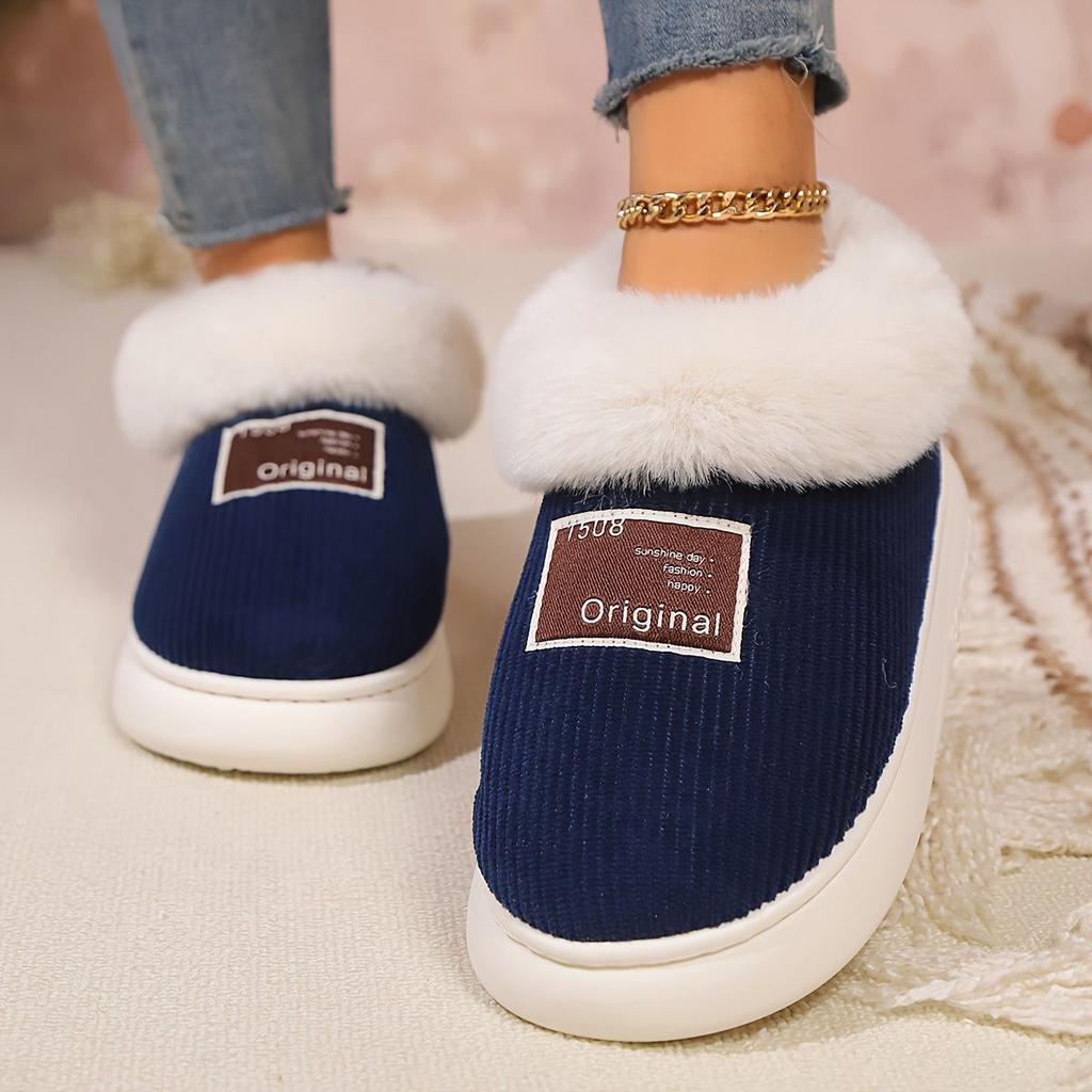 High-top cotton slippers to keep warm, winter velvet home elderly, fluffy shoes, soft-soled couple bags and cotton shoes