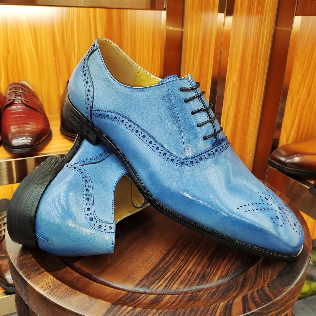 Fashion Italian Style Genuine Leather Mens Brogues Dress Shoes Handmade Comfortable Wedding Party Shoes for Men Size 46 Autumn 2025