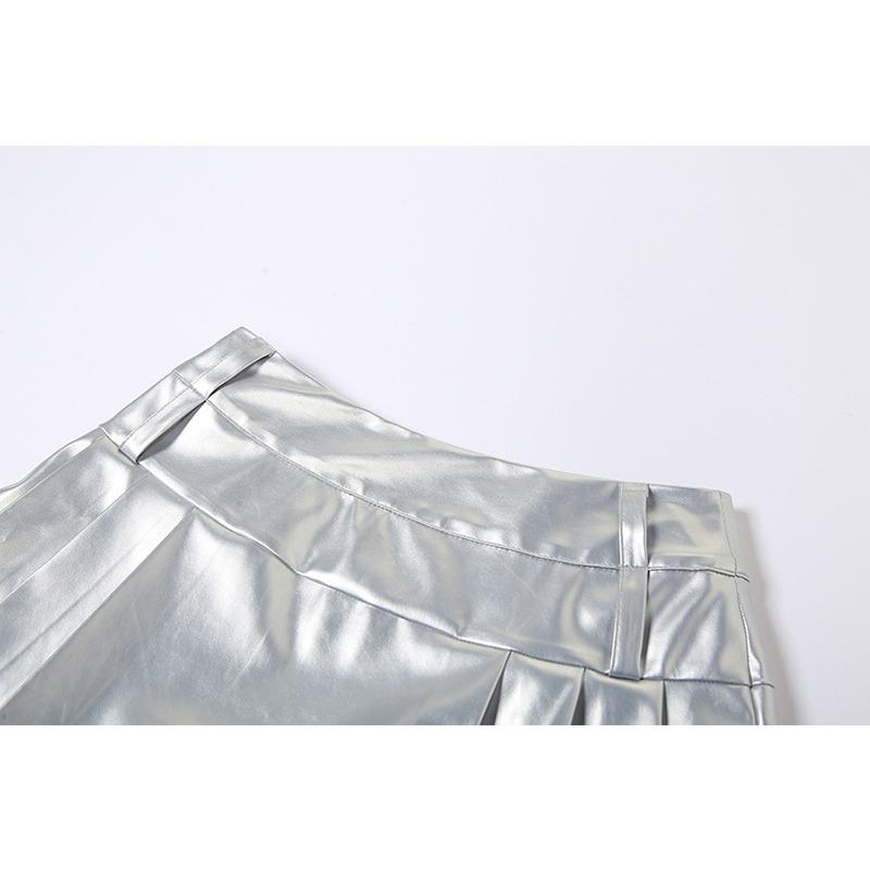 Spring Summer Women's Solid Color Slim-fit Street Fashion High Waist Skirt Pleated Skirt