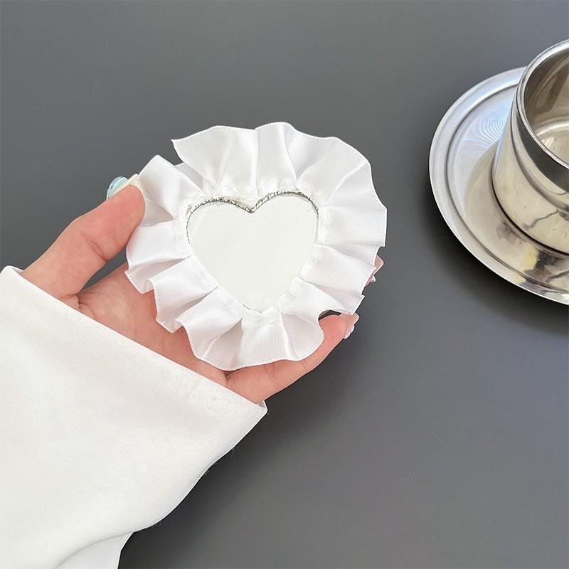 

Love Mirror Phone Case Airbag Holder Adhesive Type Stretchable Ins Style Lace Fabric Portable Makeup