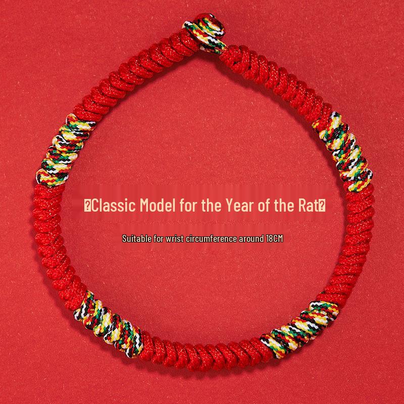 Red String Zodiac Year Bracelet: Handmade Vajra Knot Amulet for Women & Men, Tai Sui Protection, Perfect Gift for Girls.