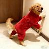 Dog Warm Clothes Large Medium Dogs Festive Red Pet Apparel Winter Lab Samoyed Border Collie