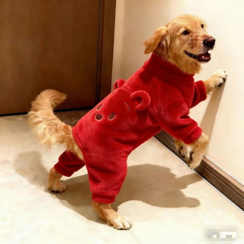 Dog Warm Clothes Large Medium Dogs Festive Red Pet Apparel Winter Lab Samoyed Border Collie