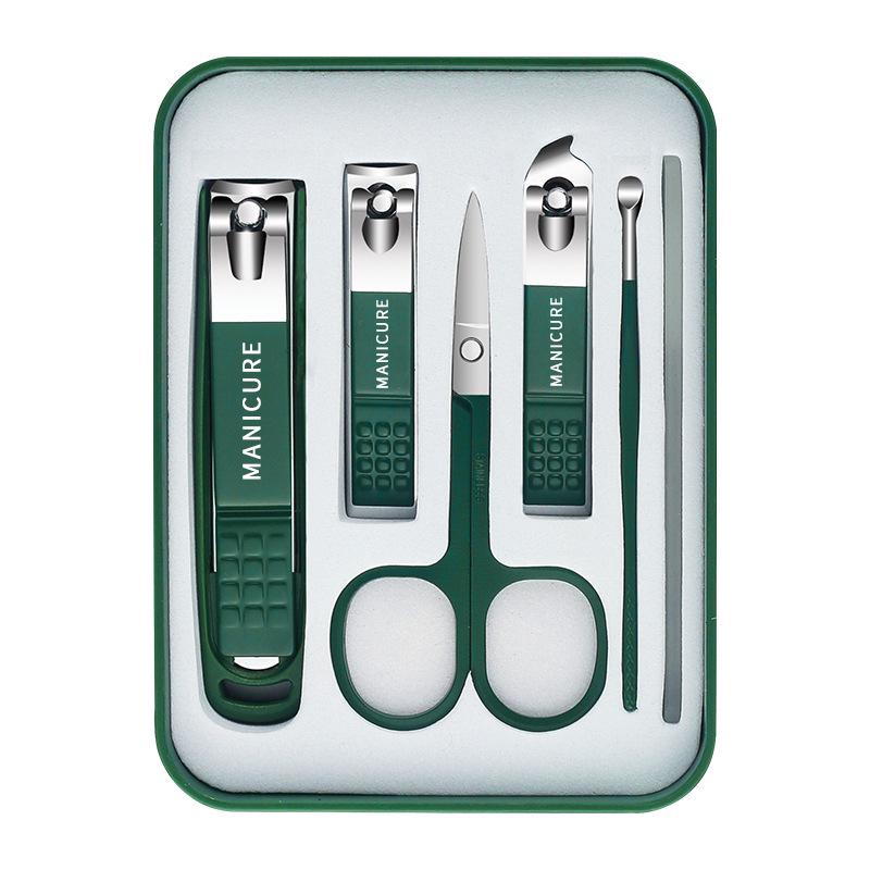 Green Splash-Proof Nail Clipper & Scissors Set - Large, Gift Box Included