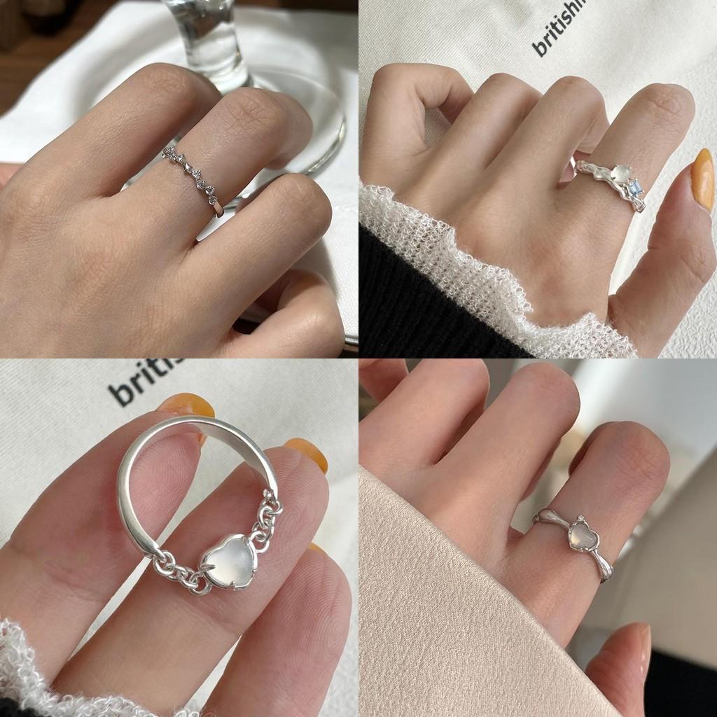 Trendy High-end Moonstone And Zircon Ring With Stylish Wave Pattern Ideal For Modern Ladies