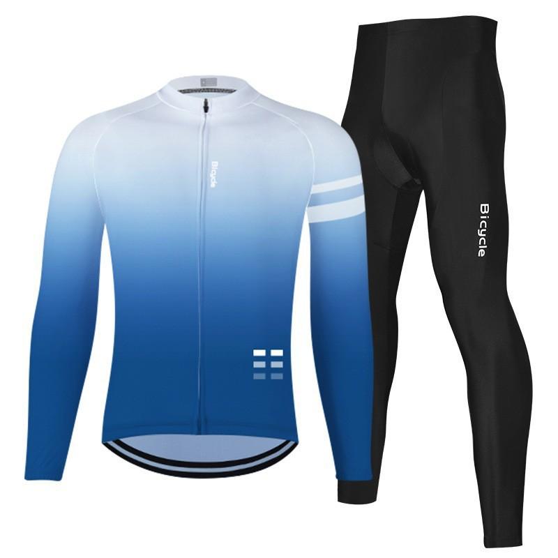 Mens Long Sleeve Cycling Jersey Set With Pants Mountain Bike Road Riding