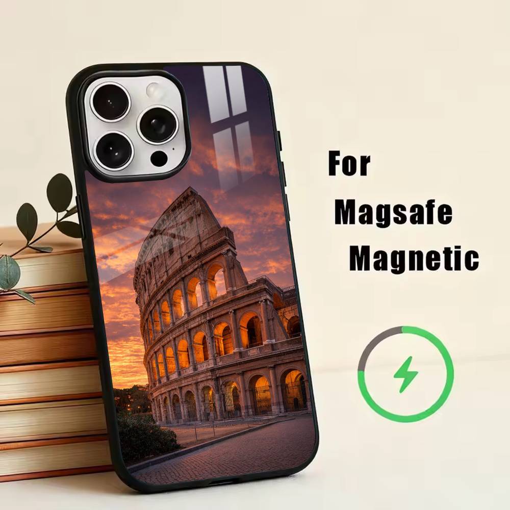 

The Colosseum, Rome Phone Case For iPhone17,16,15,14,13,12,11 Plus,Pro Magnetic For Magsafe Wireless Charging iPhone15Plus