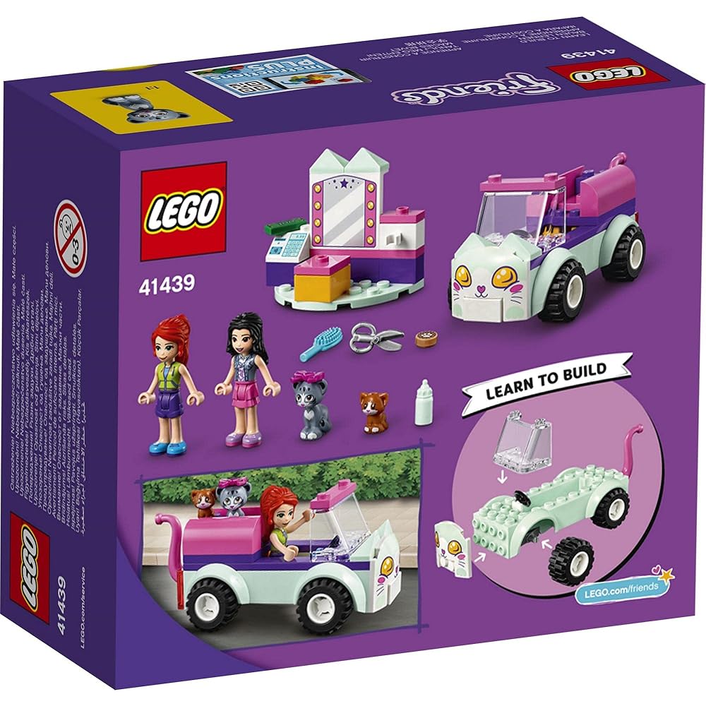 LEGO Friends Cat Pet Salon Car 41439 Toy Building Blocks for Kids Ages 4 and Up