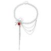 Sweet cool babes ins wind exaggerated collarbone chain goth dark spider fringed pearl necklace