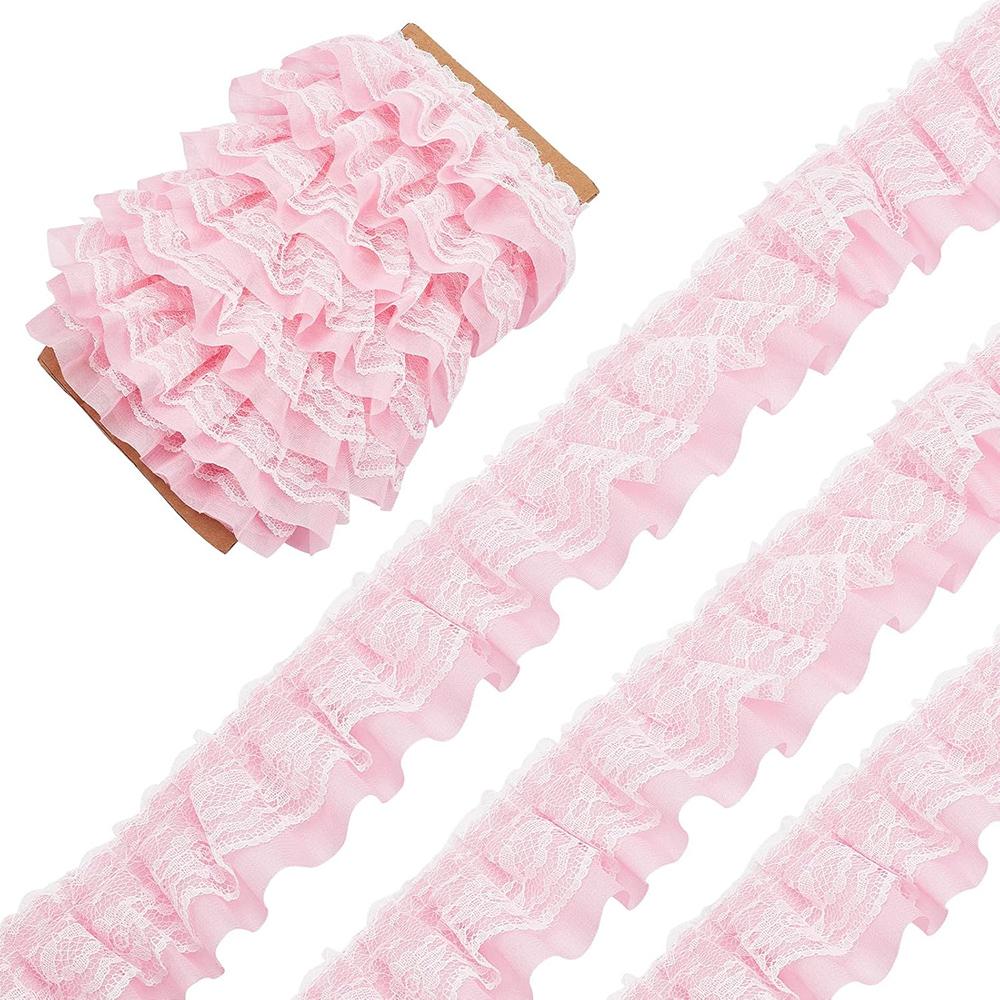 

2 Yards White Black Pink Soft Double Mesh Pleats Tulle Lace DiY Clothing Skirt Cuff Headdress Fluffy Sewing Materials чорний