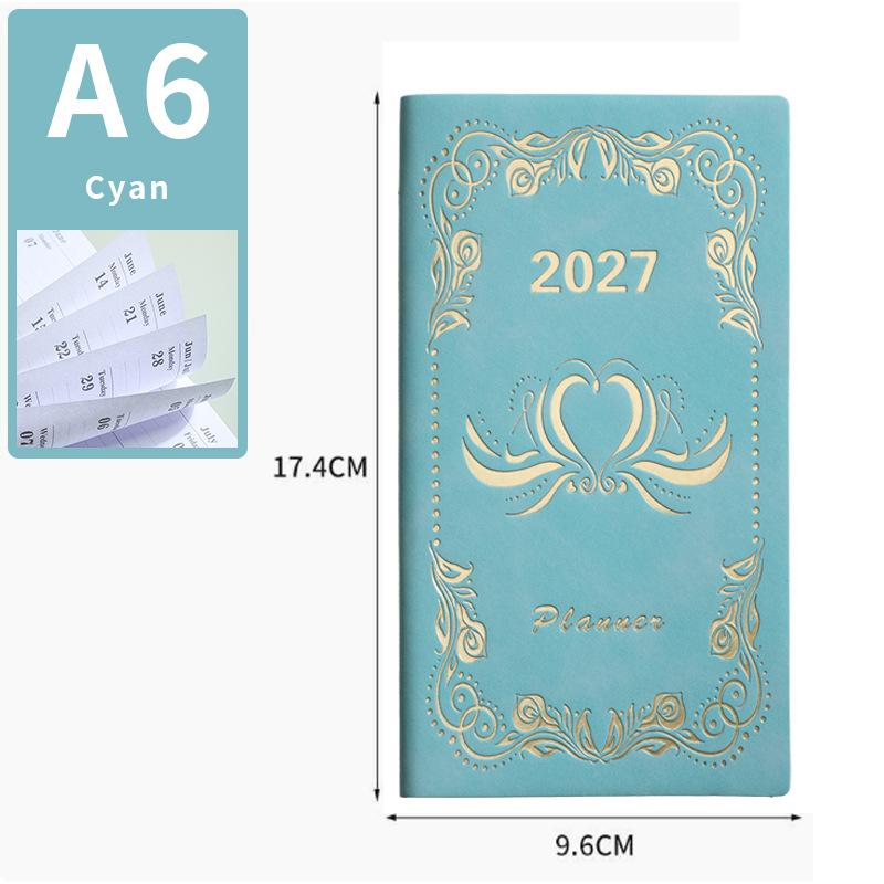 2027 Tragbarer A6 Tagesplaner 365 Tage Zeitplan Management Kalender Tagebuch Notizbuch für Büro Reise Gebrauch