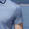 Men's 100% Mulberry Silk Short-Sleeve Striped Polo Shirt