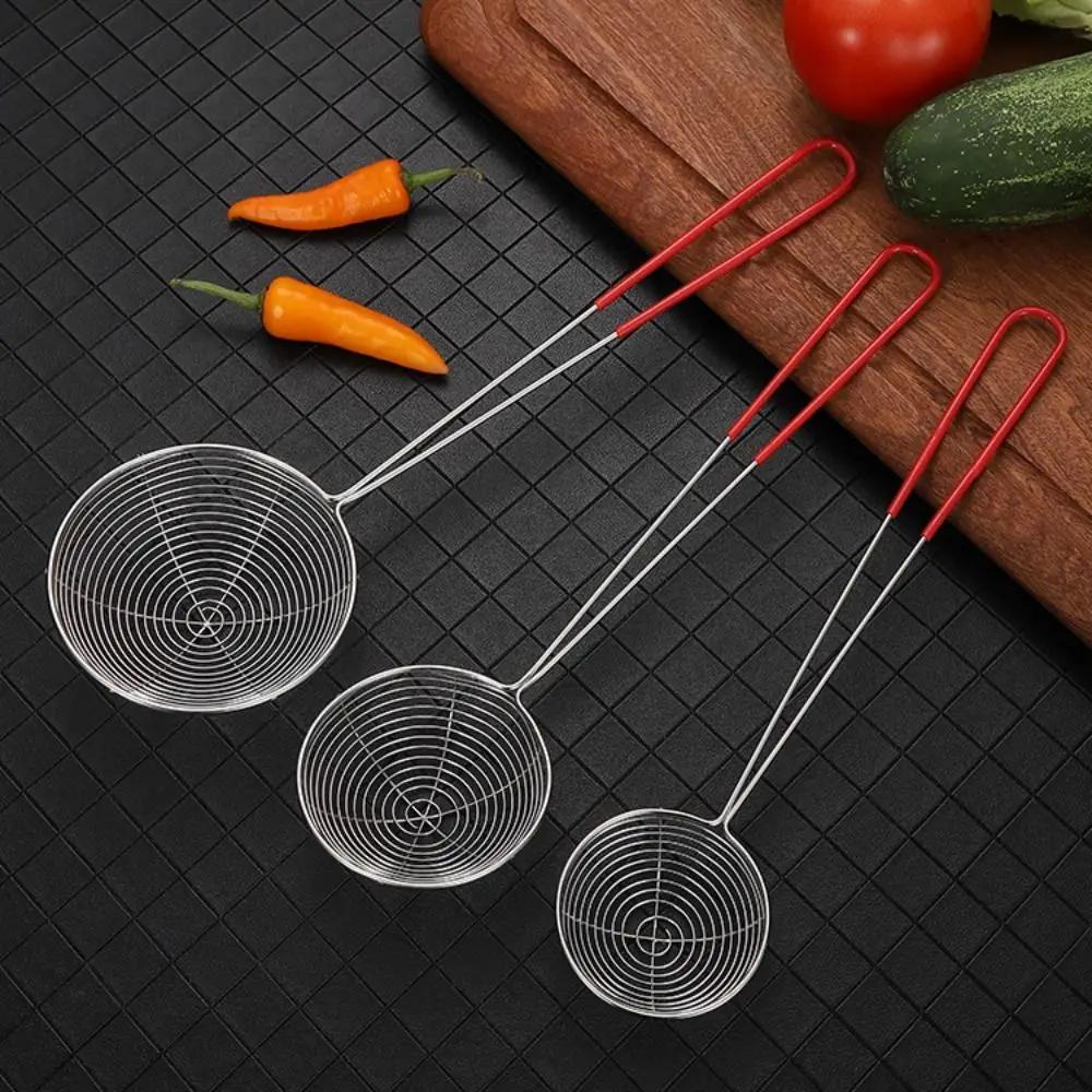 Stainless Steel Pearl Colander Red Handle Milk Tea Shop Essential Pearl Spoon Filter Colander Boba Strainer Milk Tea Spoon