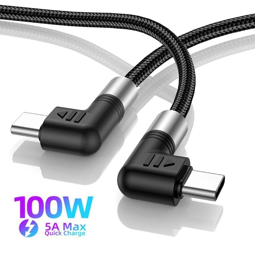 90 Degree QC4.0 20V 5A Double Elbow USB-C Data Cord PD 100W Fast Charging Type C Cable