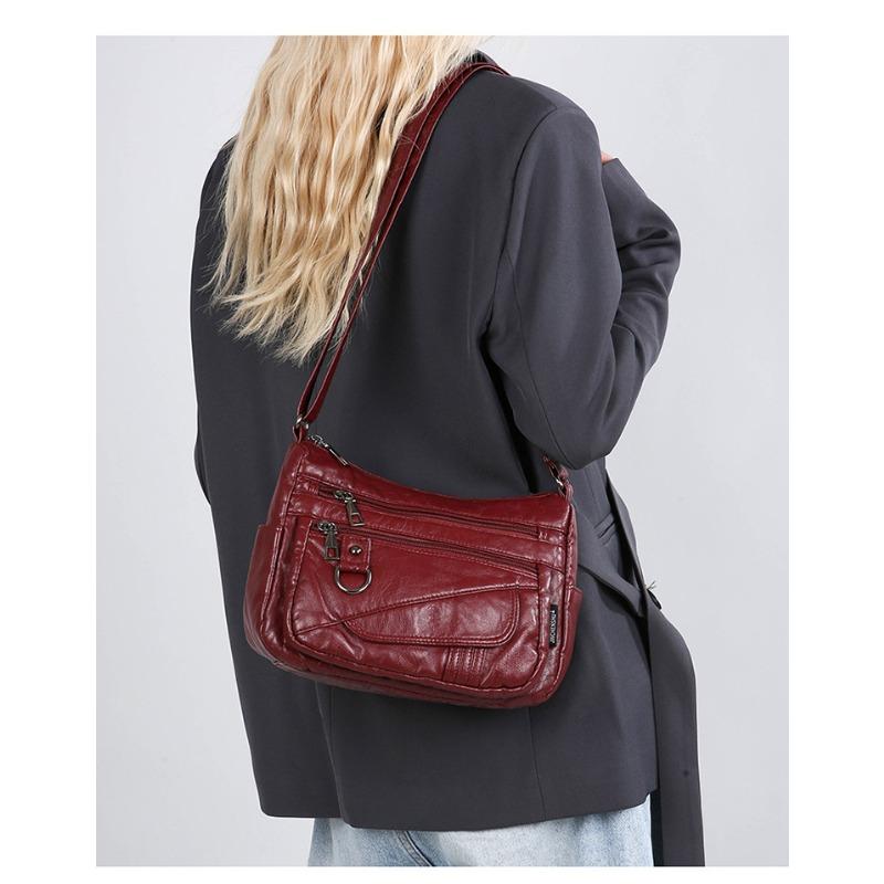 Large Capacity Single Shoulder Lightweight Soft Leather Crossbody Bag