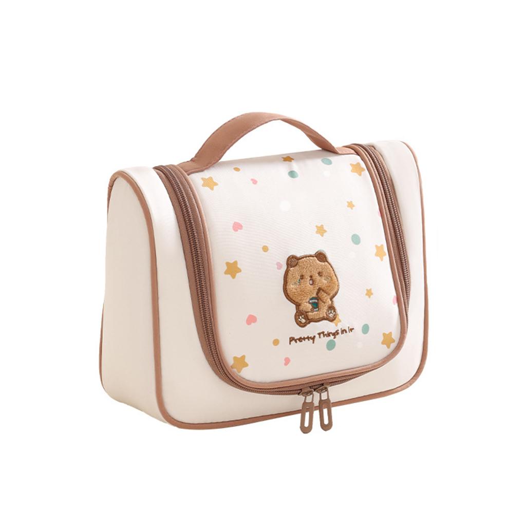 Travel Toiletry Bag Hanging Storage Embroidery Design Portable Cosmetic Bag Waterproof Polyester