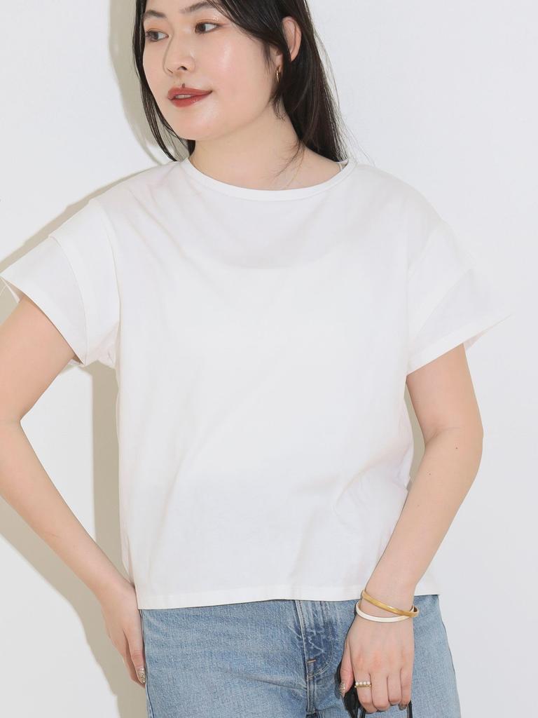 Beams Heart Gathered Pullover with Different Fabrics at the One Size S/S Tee, Back, Women's, OFF_WHITE,