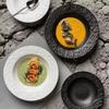 Western Ceramic Dinner Plate Black White Matte Steak and Pasta Dishes Round Salad and Dessert Plate for Home Use Hotel Tableware