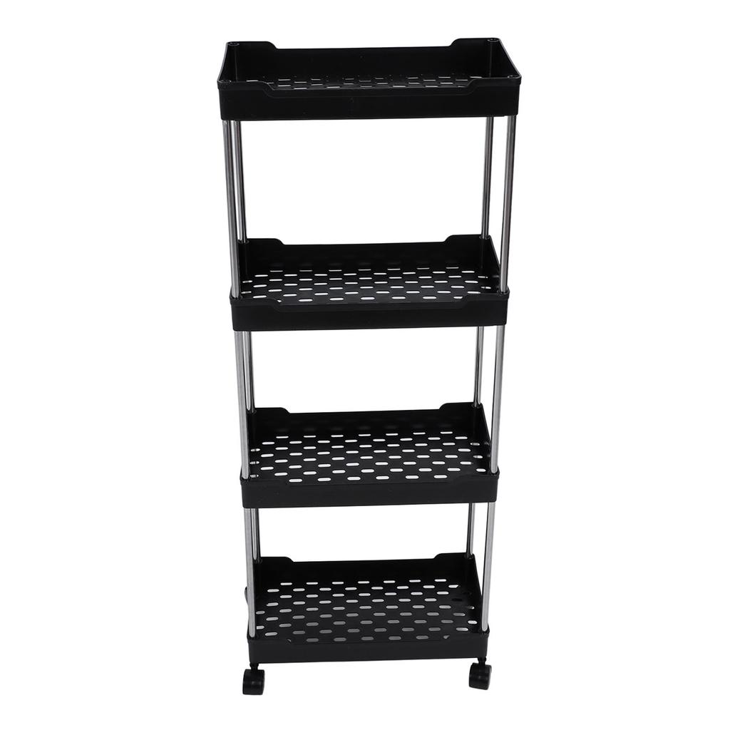 Rollwagen Verbreitert PP Edelstahl 4 Etagen mit Rädern Aufbewahrungswagen für Badezimmer Toilette