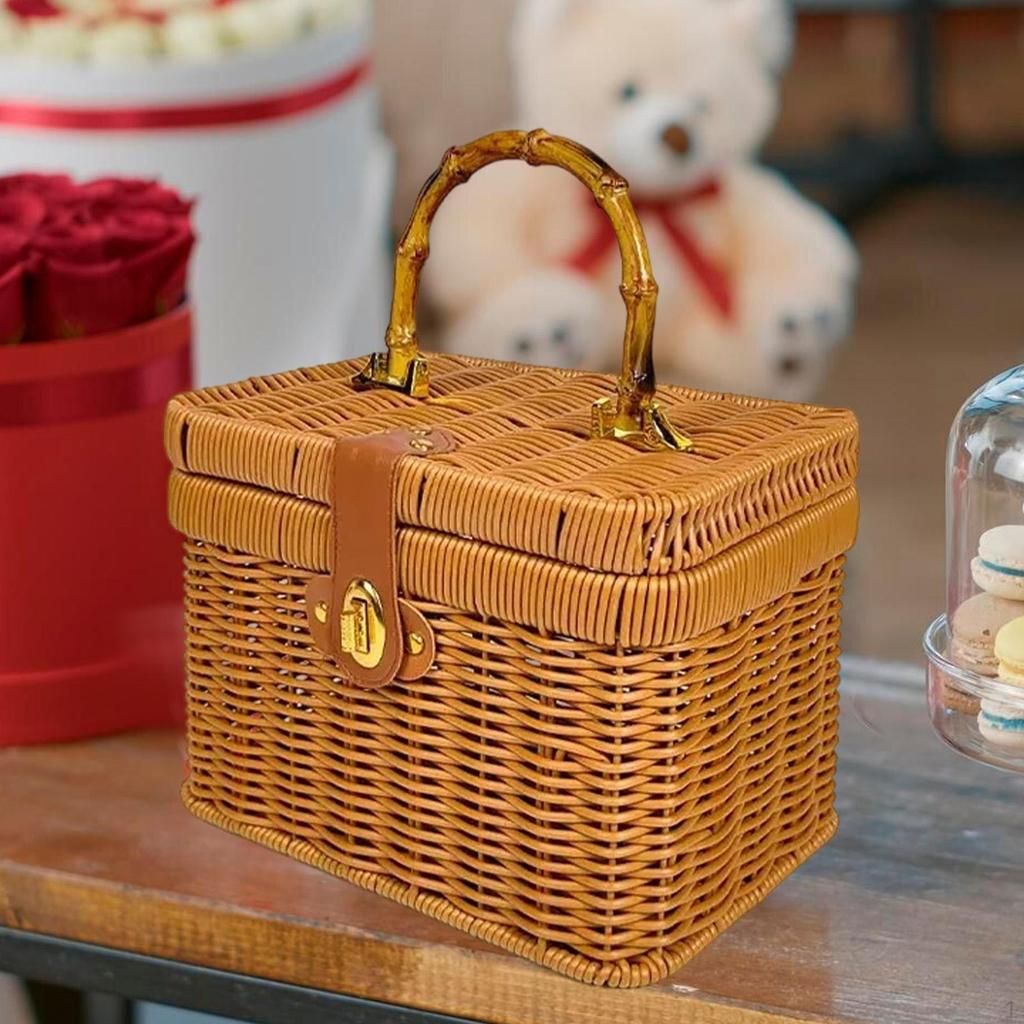 Handwoven Storage Basket Gift Decorative Case Display Suitcase Organizer for Themed Party