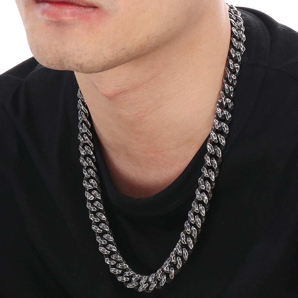 60CM Long 13MM Width Choker Necklace Man Solid Stainless Steel Curb Cuban Link Chain Necklaces for Men Male Jewelry Vintage