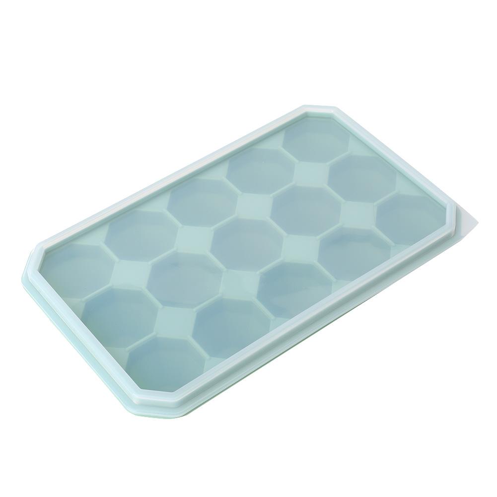 15Grids DIY Silicone Ice Tray Freeze Pudding Mold Chocolate Mould Baking with Lid Green