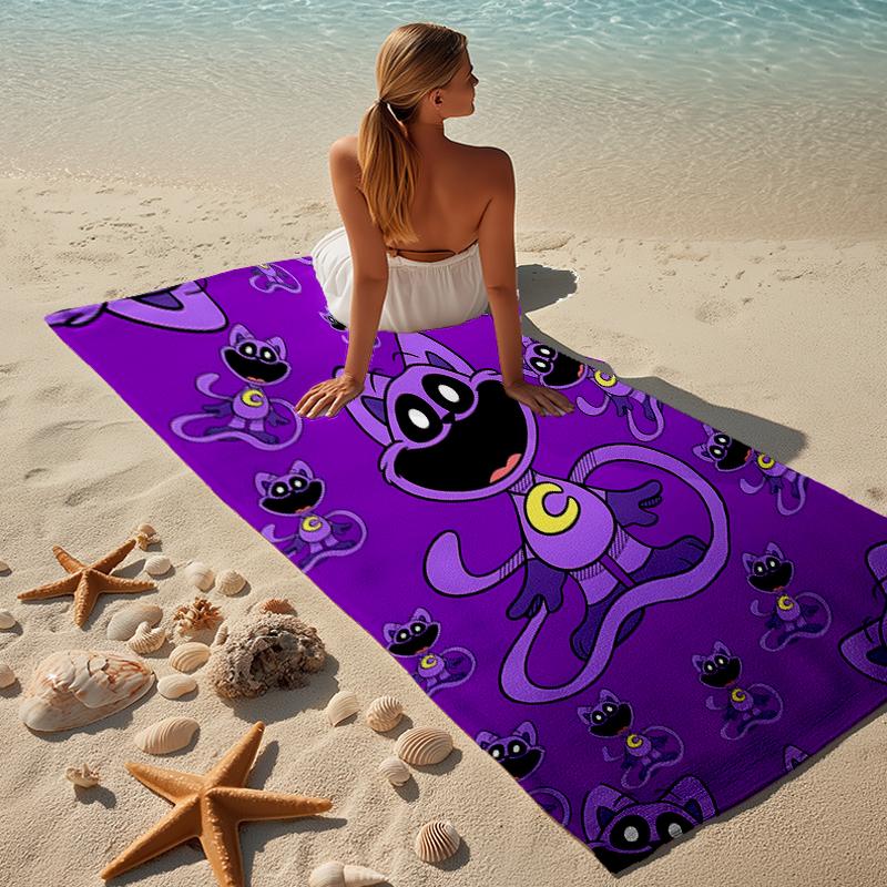 proof beach towel with a Poppy Playtime pattern - soft,absorbent,quick-drying,machine washable - perfect for swimming,camping,bathing