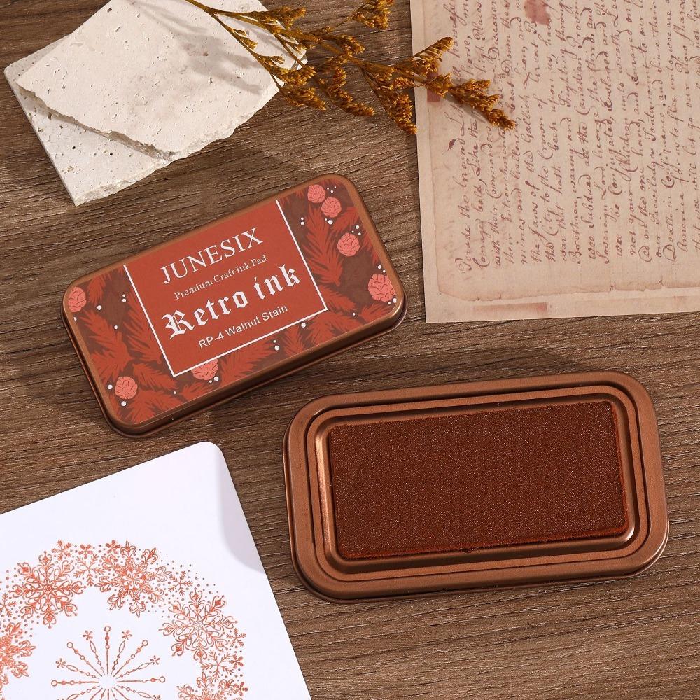 Vintage Iron Box Seal Stamp Colorful Paper Inkpads Creative Seal Stamp Block Gift