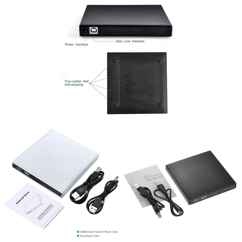 External Usb Cdrw Drive With 24x Burn Speed For Laptop Data Backup
