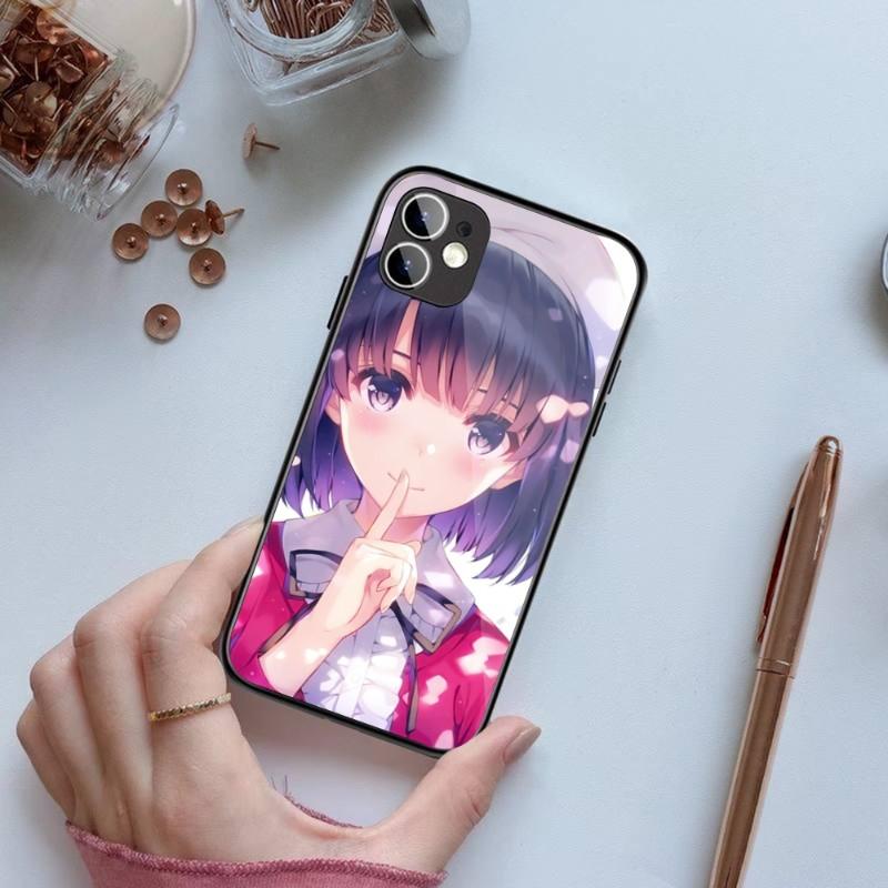 Katou Megumi Saekano Phone Case For IPhone 14 13 12 11 XS X 8 7 6 Plus Mini Pro Max SE 2022 Black PC TPU Glass Phone Cover