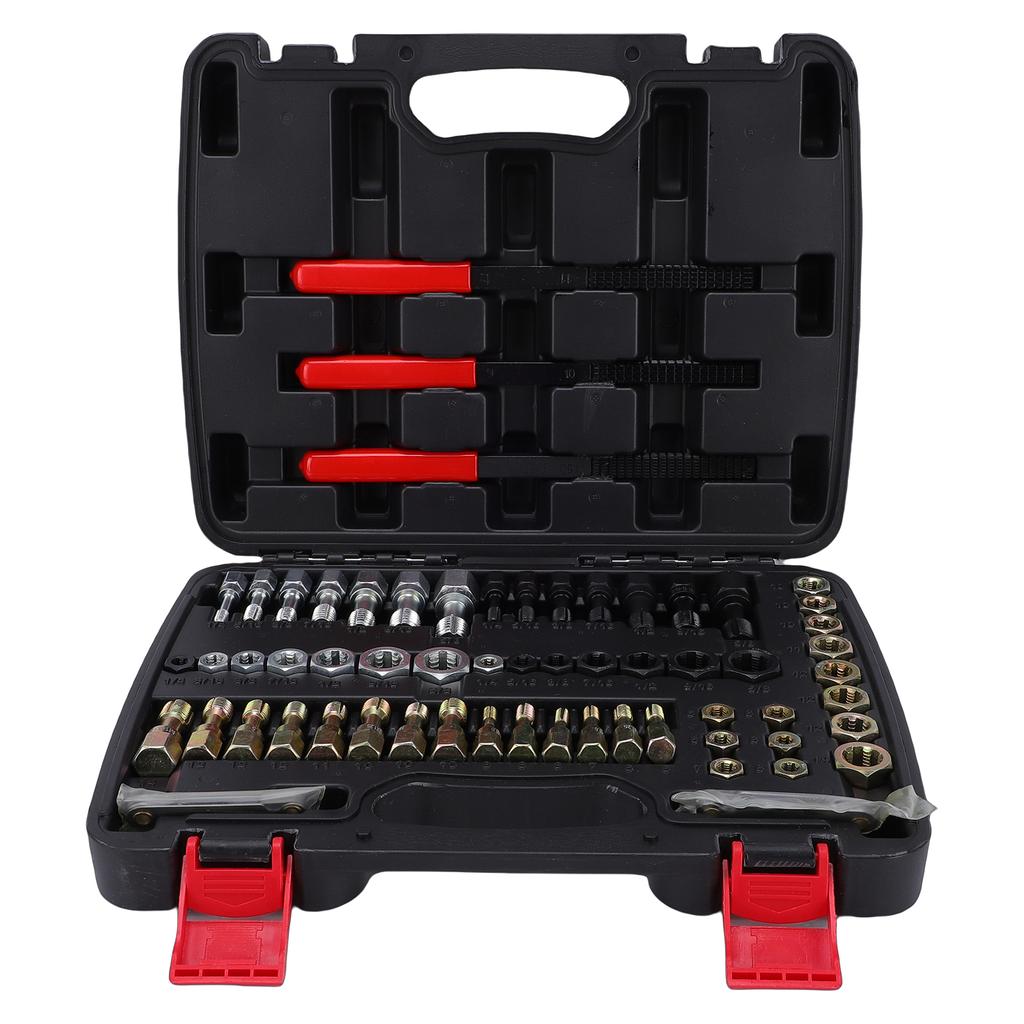 61PCS Thread Repair Kit for Damaged Nuts and Bolts, Portable UNC UNF and Metric Thread Chaser Set for Automotive Repair