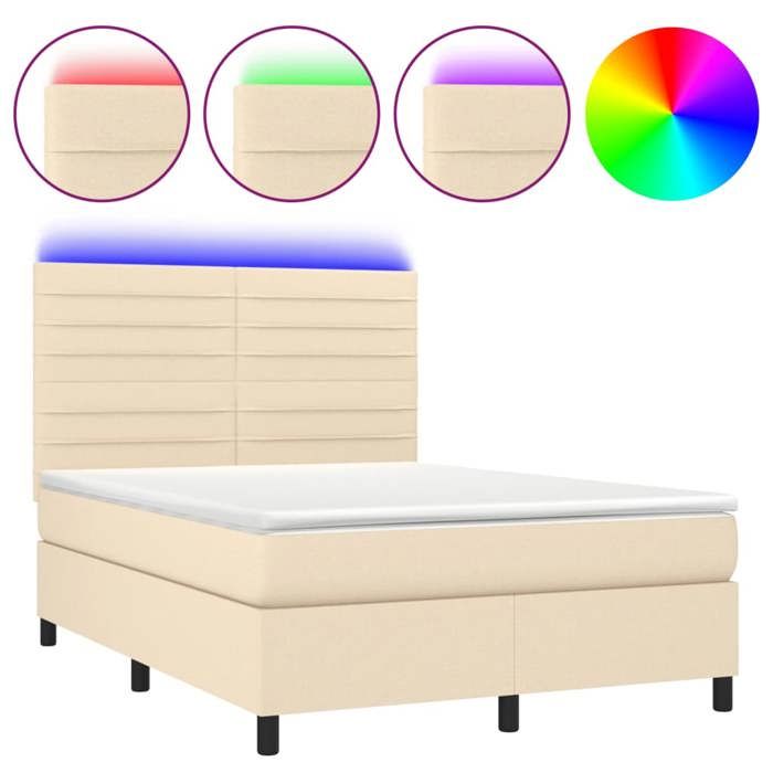 VidaXL Slat Bed Base with Mattress and LED, Upholstered Bed, Double Bed, Adult Bed for Interior Bedroom, 3134962