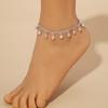 Rhinestone Foot Ornaments, Adjustable Anklet, Crystal Double Heart-shaped Anklet