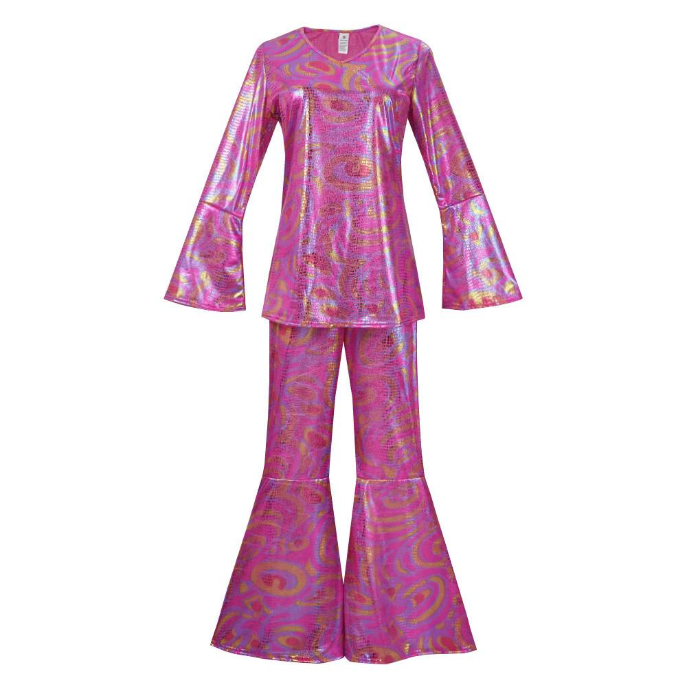 Disco Party Costume Set For Women With Polyester Fabric For Halloween And Cosplay Events