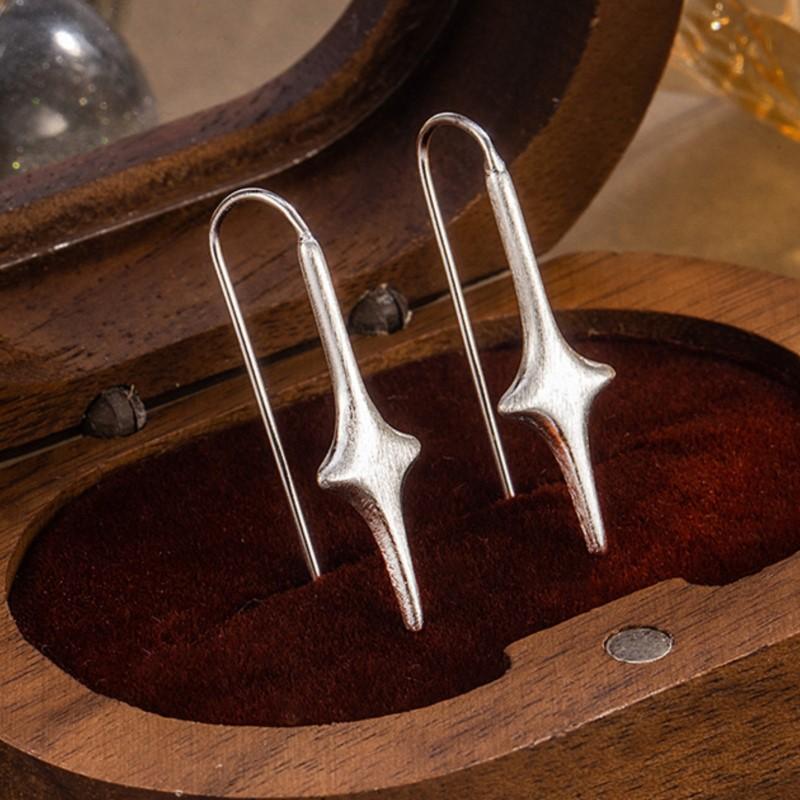 

PANJBJ 925 Sterling Copper Star Earrings For Women Frosted Irregular Classic Versatile Office Trend Zircon Gift Dropshipping