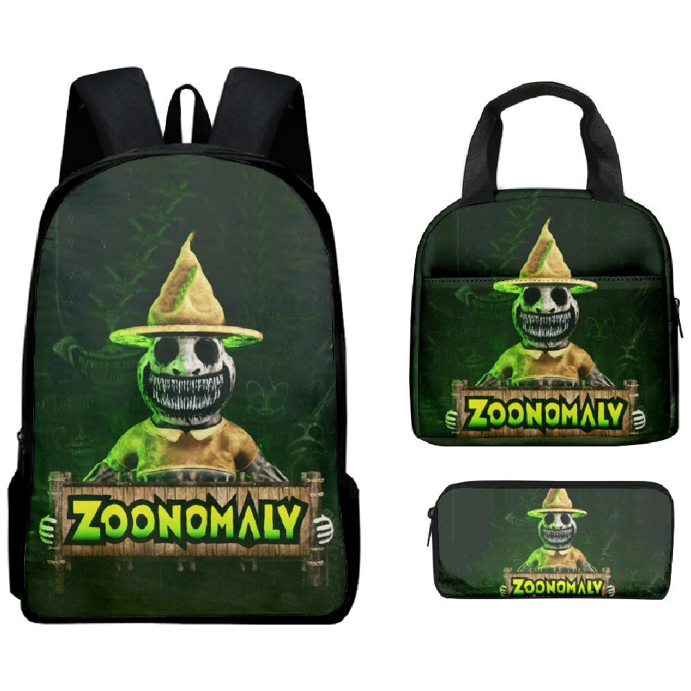 Cartoon Popular Funny Novelty Zoonomaly 3D Print 3pcs/Set Student School Bags Laptop Daypack Backpack Lunch bag Pencil Case
