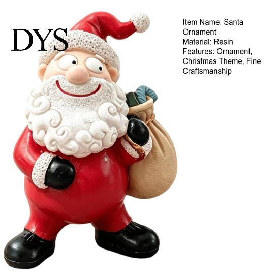 Reusable Holiday Decor for Xmas Santa Claus Resin Ornament, Hand Painted Festive Figurine, Vintage Small Christmas Figures Desktop Style Statue