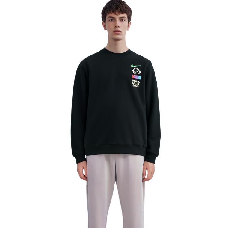 Nike Sweatshirts Men's Black Crew Neck Moderate Regular DC3938-010